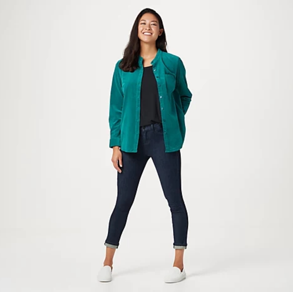 Denim and company heavenly corduroy button front